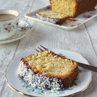 Coconut and Raspberry Jam Loaf Cake